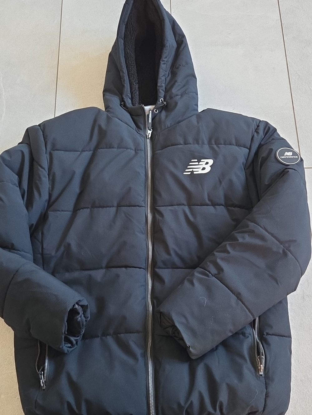 New Balance Men's Black Hooded Puffer Coat